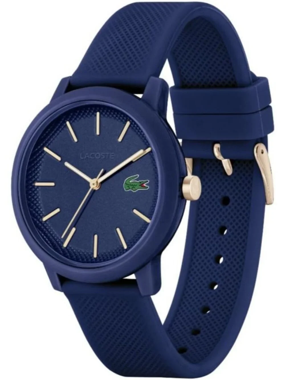 Mens Blue Silver Rubber Strap Analog Quartz TR90 Case Premium Sporty Round Watch